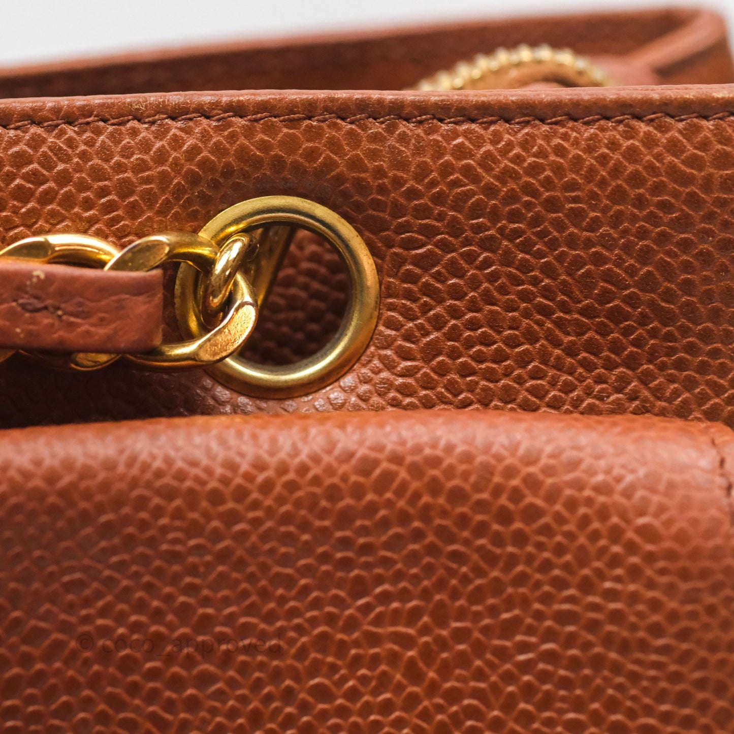 Chanel Vintage Tote Caramel Caviar 24K Gold Hardware
