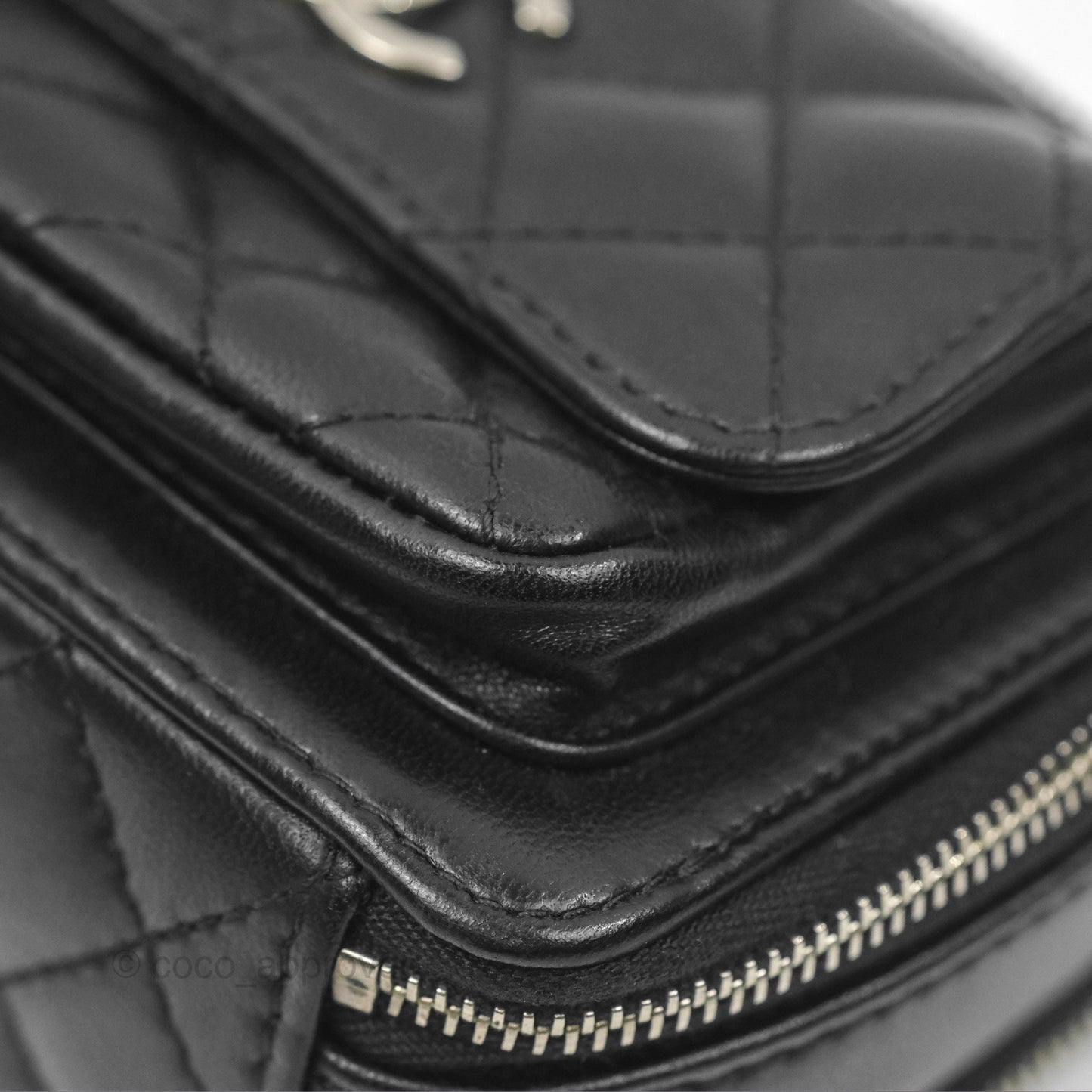 Chanel Small Pocket Box Camera Case Black Lambskin Silver Hardware
