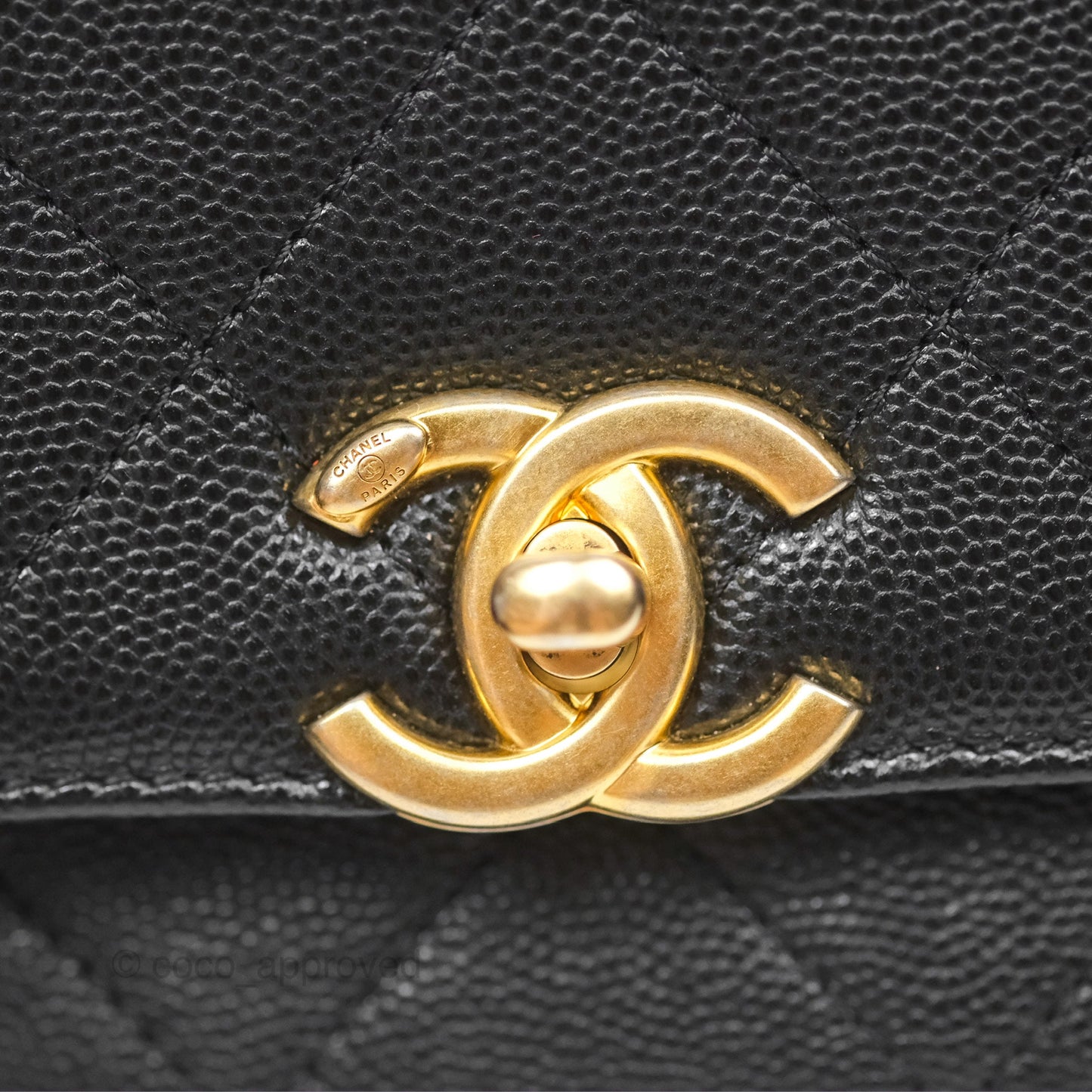Chanel Bracelet On Chain Flap Bag Flat Quilted Black Caviar Aged Gold Hardware