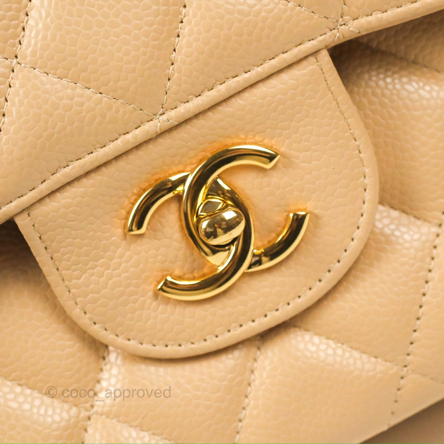 Chanel Jumbo Double Flap Beige Caviar Gold Hardware⁣⁣