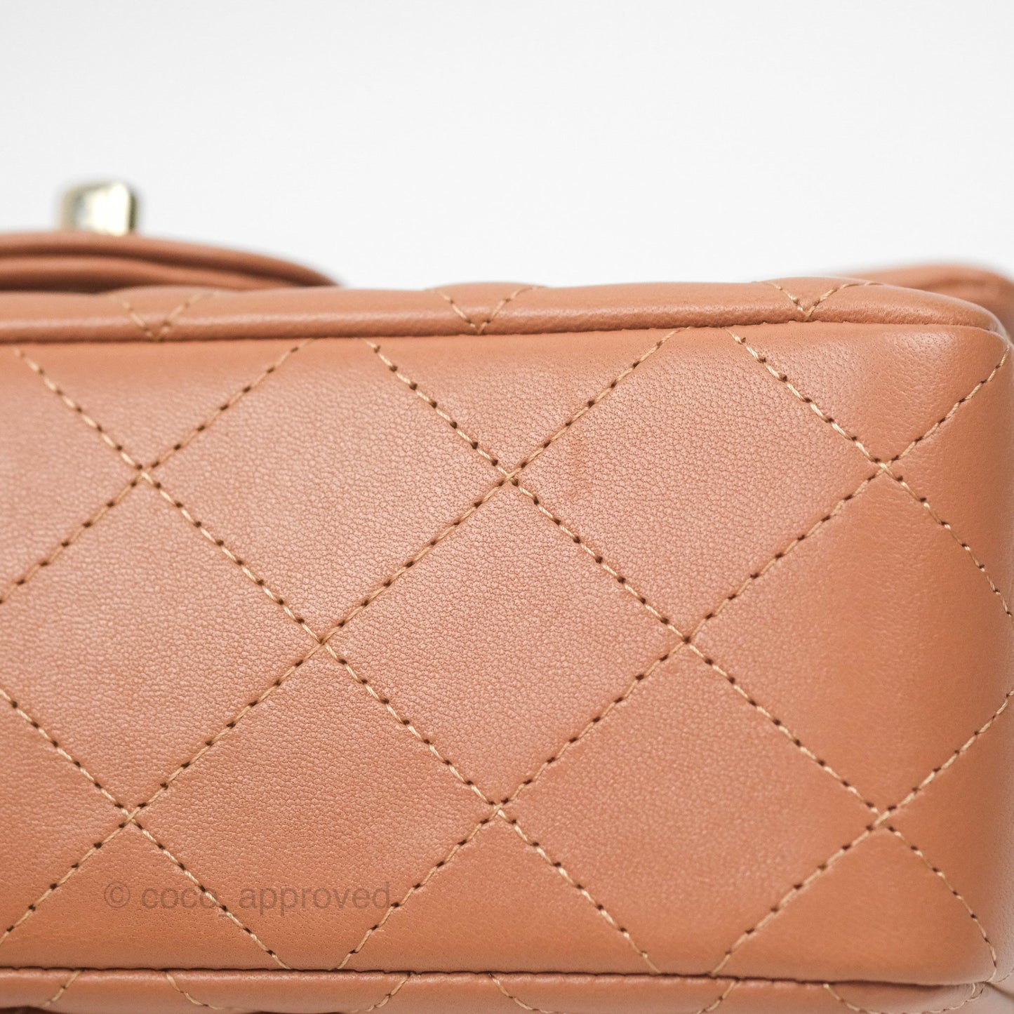 Chanel Quilted Mini Rectangular Flap Caramel Lambskin Gold Hardware