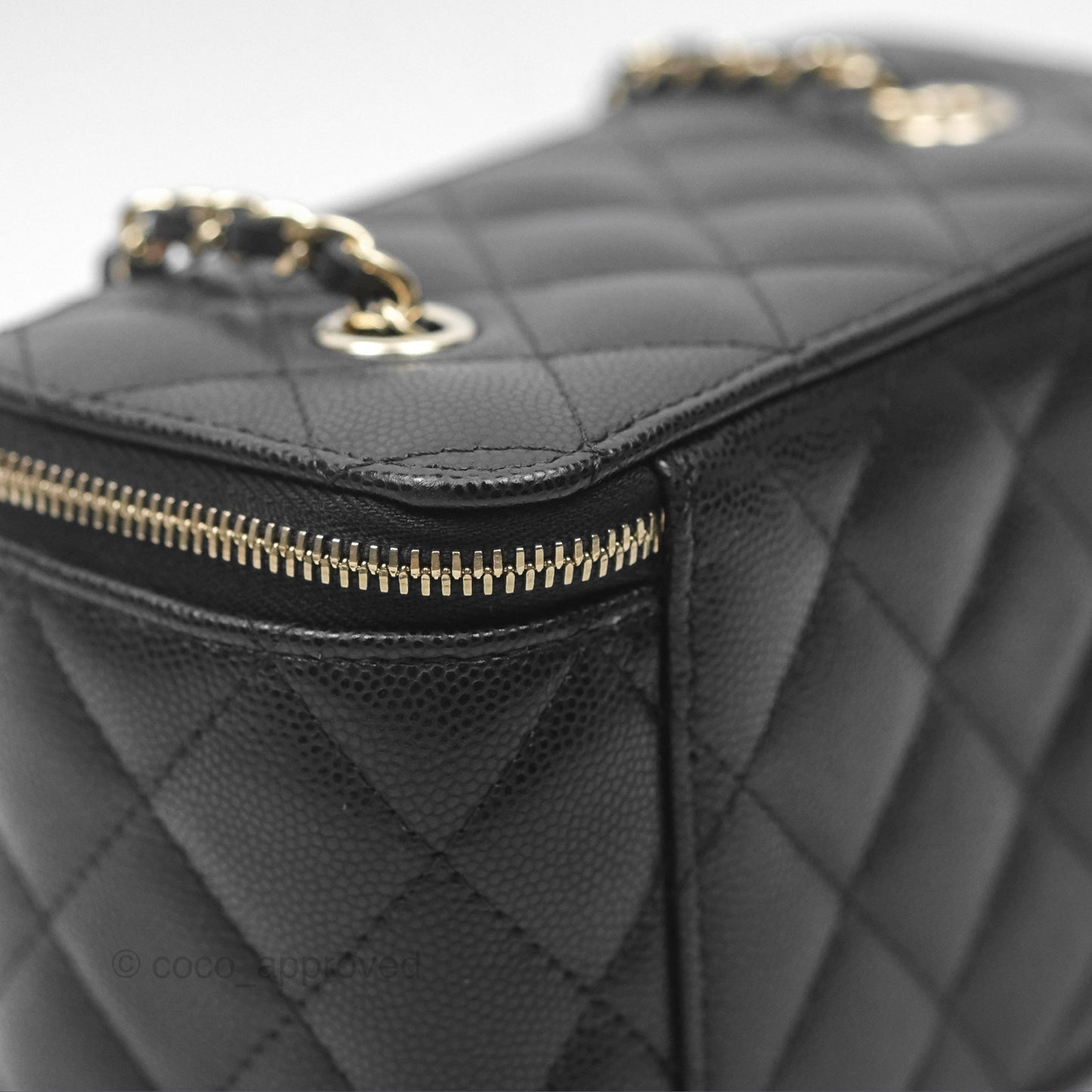Chanel Vanity Rectangular With Chain Black Caviar Gold Hardware