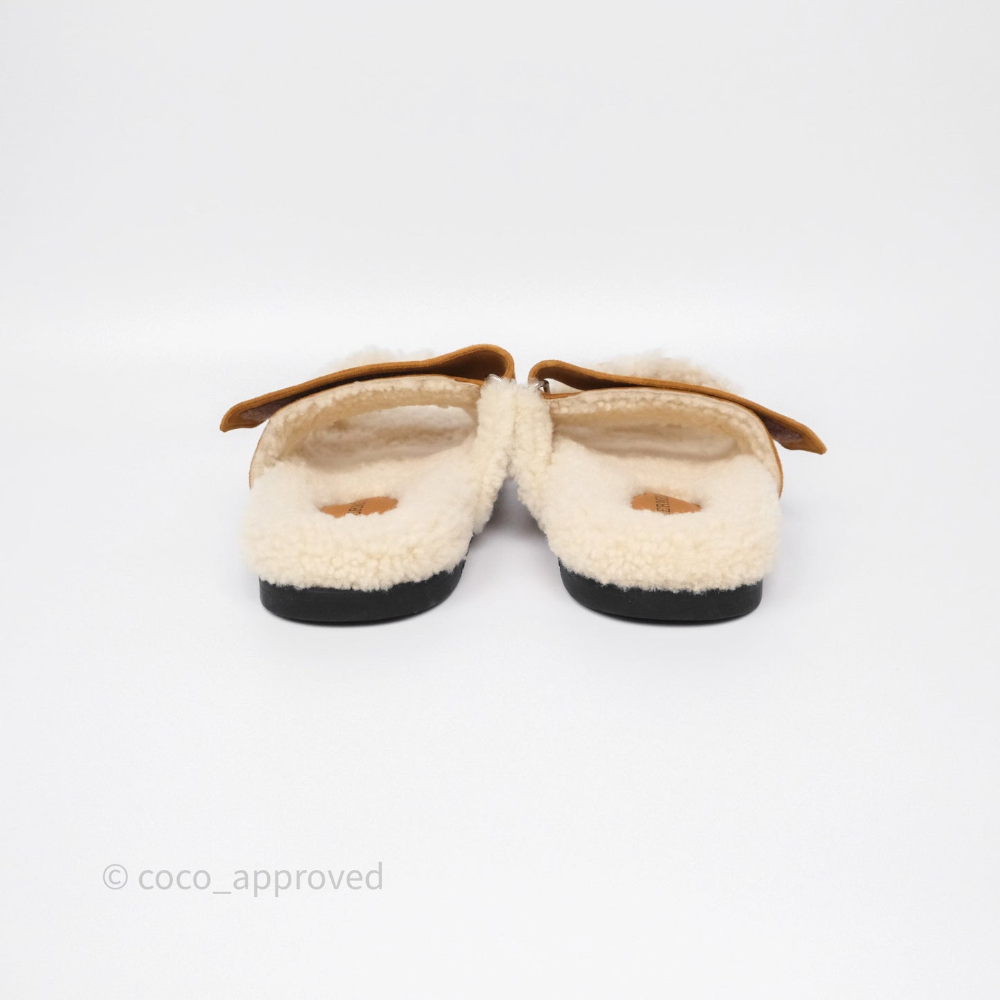 Hermès Chypre Sandal Shearling Beige Kraft / Ecru Goatskin Size 37
