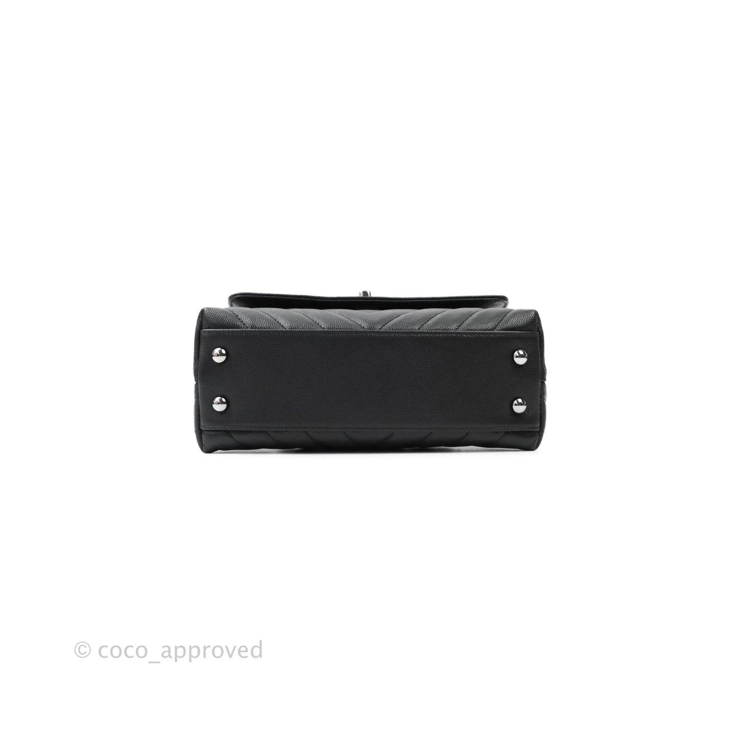 Chanel Mini (Small) Coco Handle Chevron Black Caviar Gun Metal Hardware
