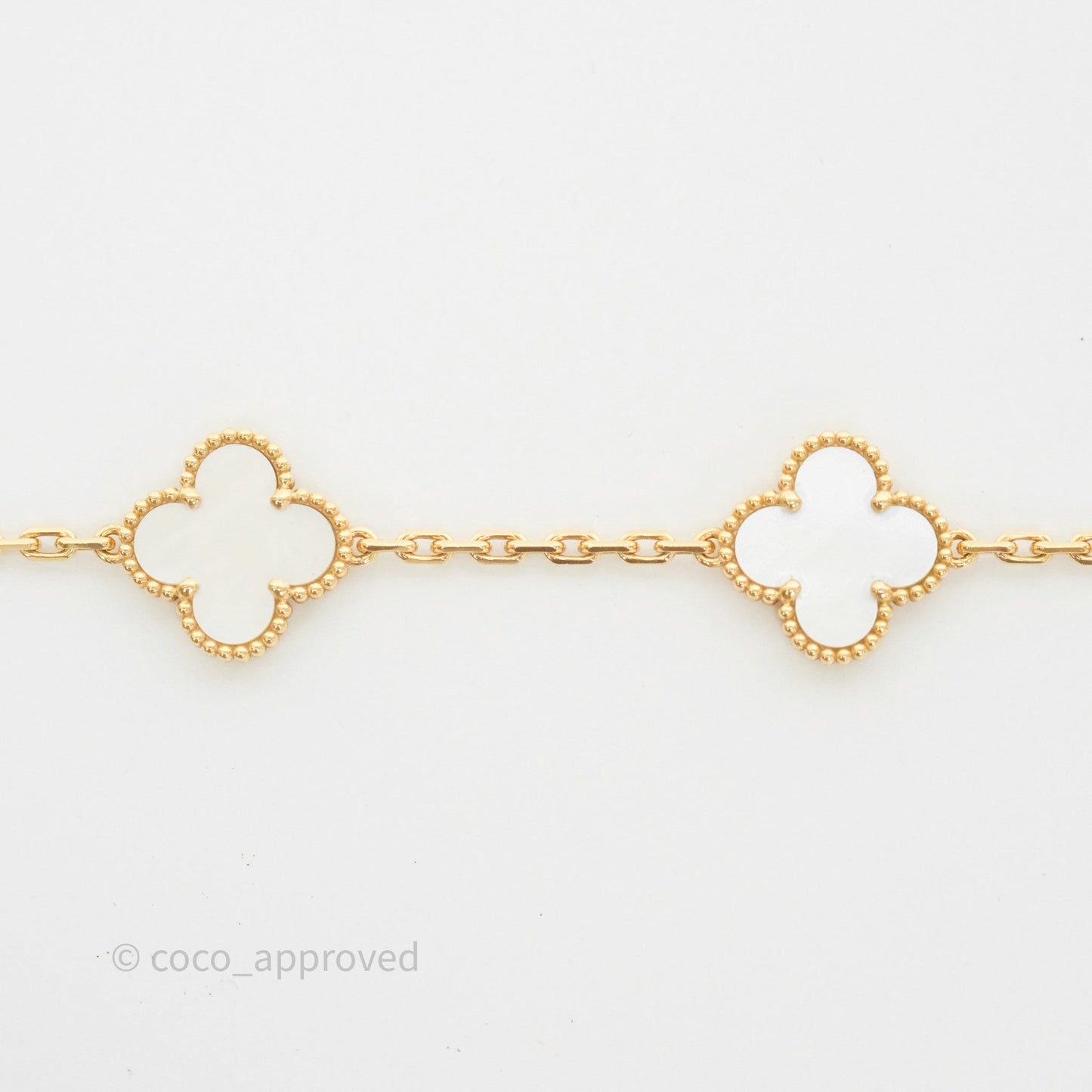 Van Cleef & Arpels Vintage Alhambra 5 Motifs Bracelet White Mother-of-pearl Yellow Gold