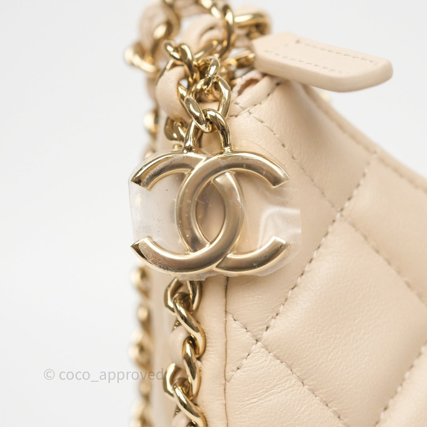 Chanel Small Hobo Bag Light Beige Lambskin Gold Hardware 23P