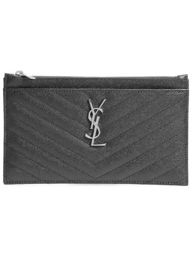 Luxury Saint Laurent Silver Hardware Matelasse Pouch Bag Grey