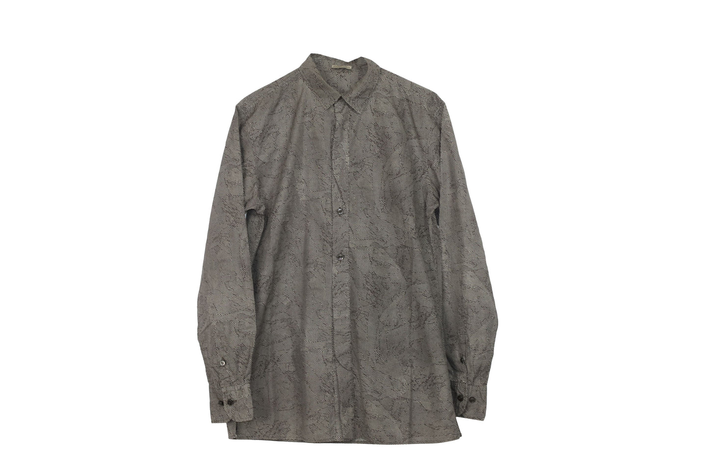 Luxury Bottega Veneta Dotted Print Button Down Shirt in Grey Cotton