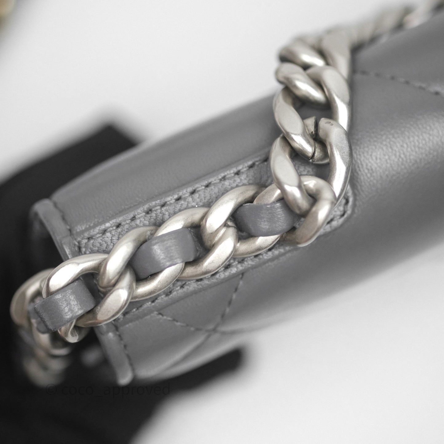 Chanel 19 Wallet on Chain WOC Grey Lambskin Mixed Hardware
