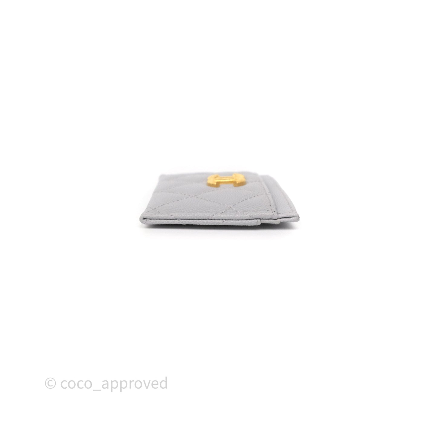Chanel Card Holder Grey Caviar Gold Hardware
