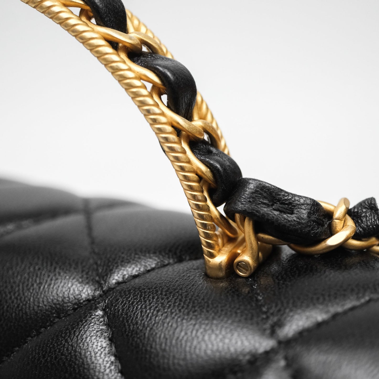 Chanel Top Handle Mini Rectangular Flap Bag Black Lambskin Aged Gold Hardware