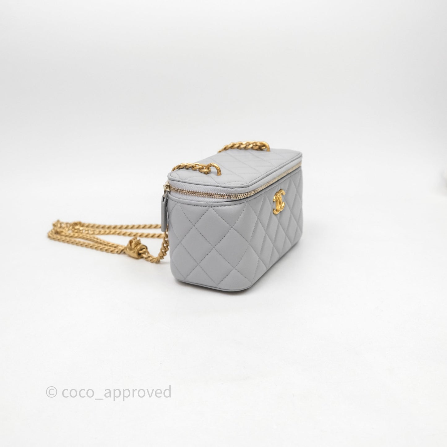 Chanel Vanity with Adjustable Chain Grey Lambskin Aged Gold Hardware