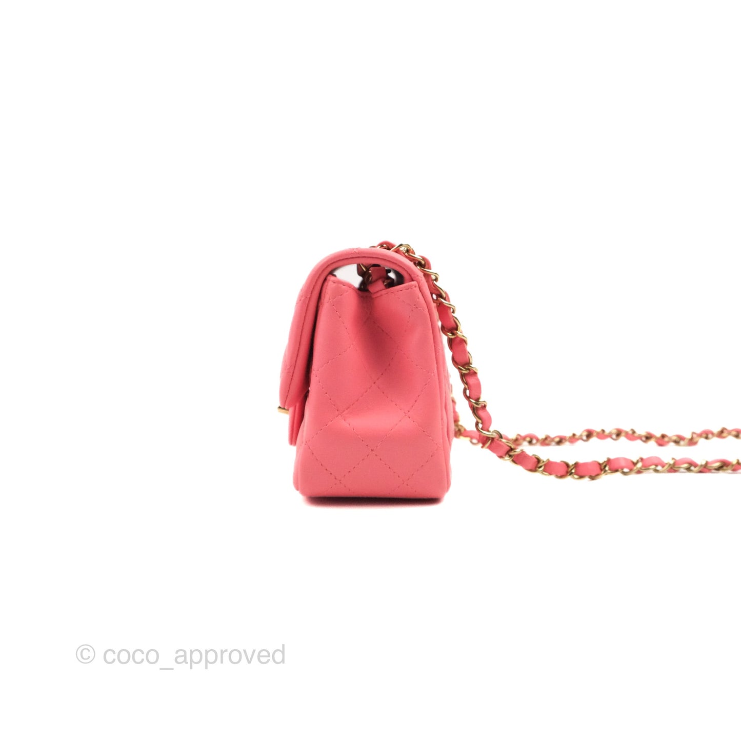 Chanel Mini Square Flap Pink Lambskin Gold Hardware