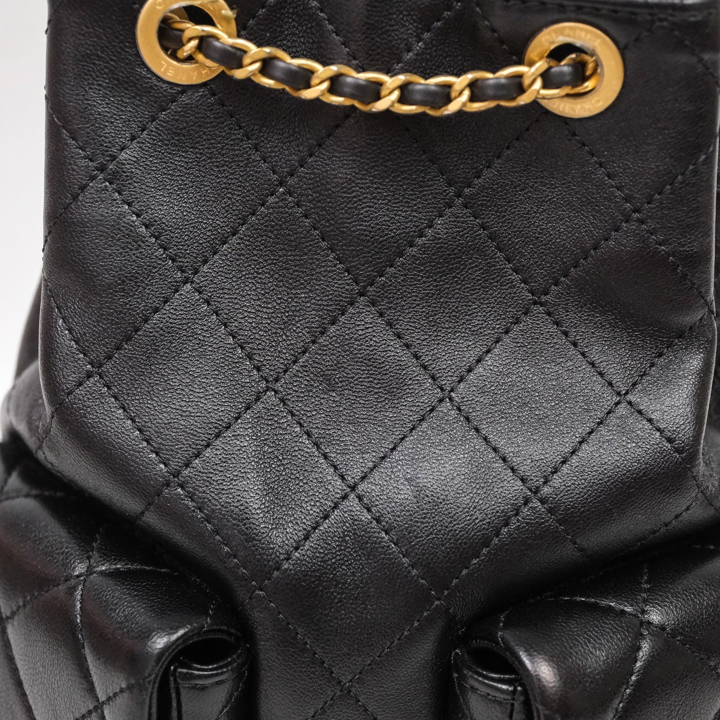 Chanel Double Pocket Black Lambskin Gold Hardware 25C