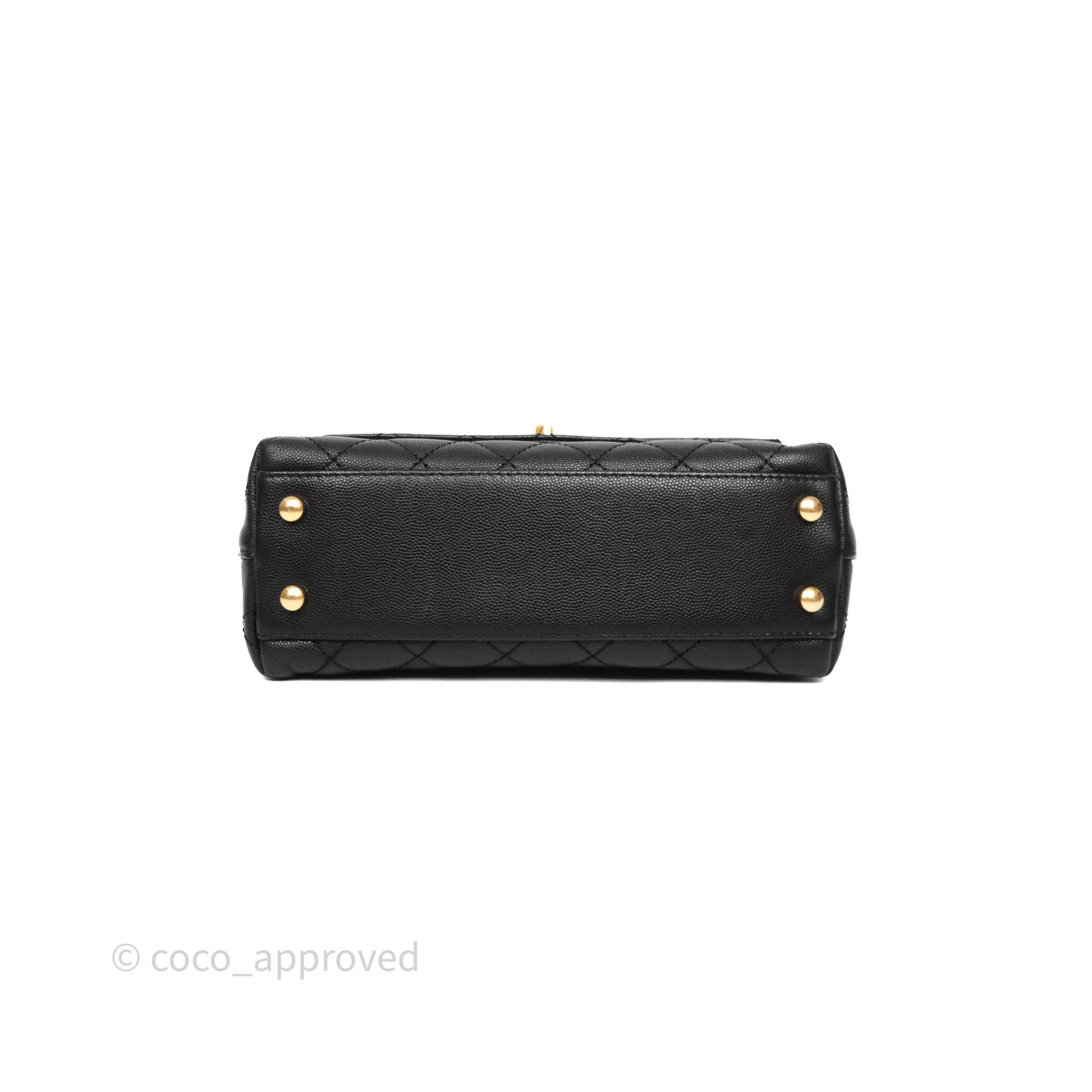 Chanel Small Coco Handle Black Caviar Aged Gold Hardware Braided Handle