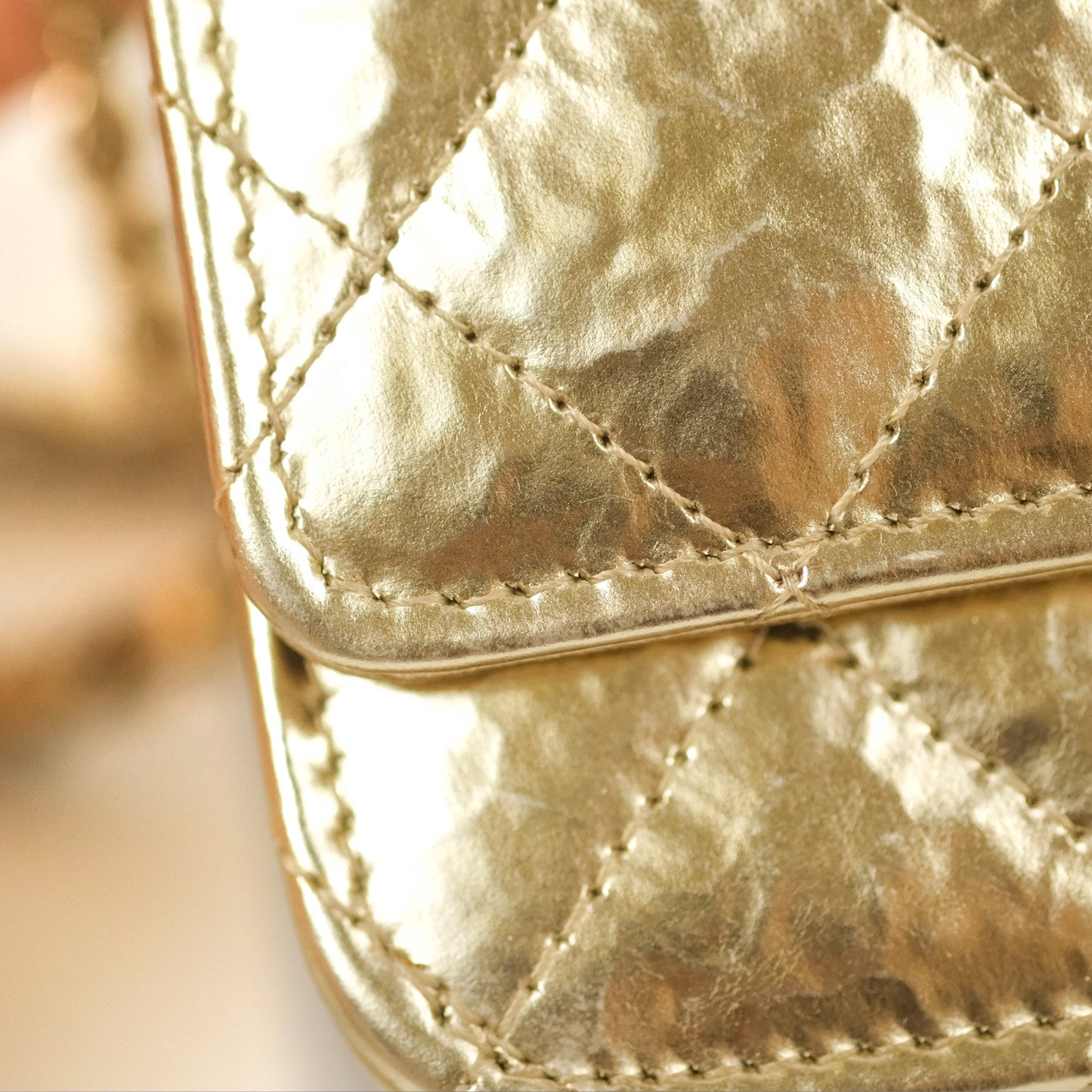Chanel Quilted Classic Wallet on Chain WOC Metallic Gold Calfskin Gold Hardware
