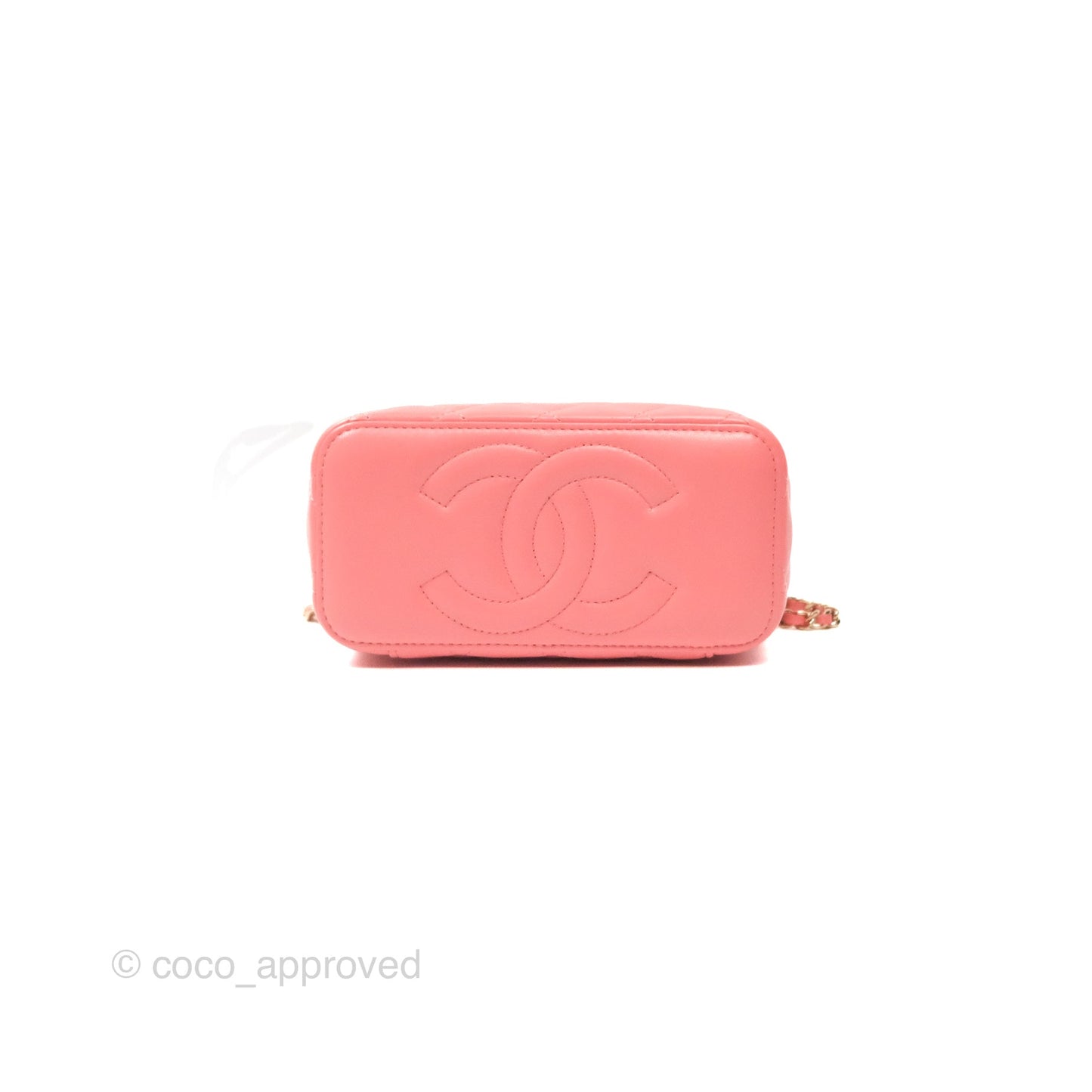 Chanel Vanity Rectangular Top Handle Pink Lambskin Gold Hardware