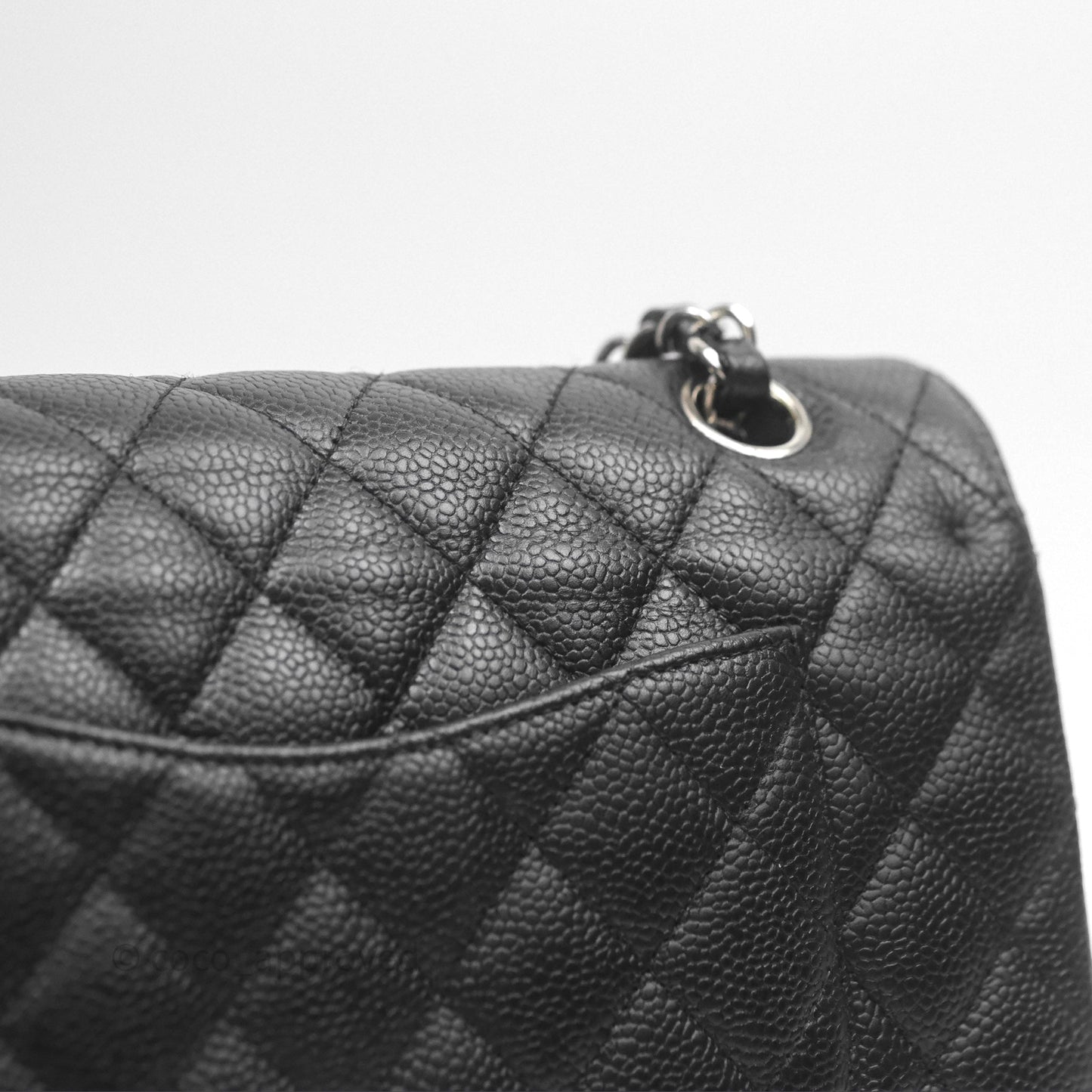 Chanel Classic M/L Medium Flap Quilted Black Caviar Silver Hardware