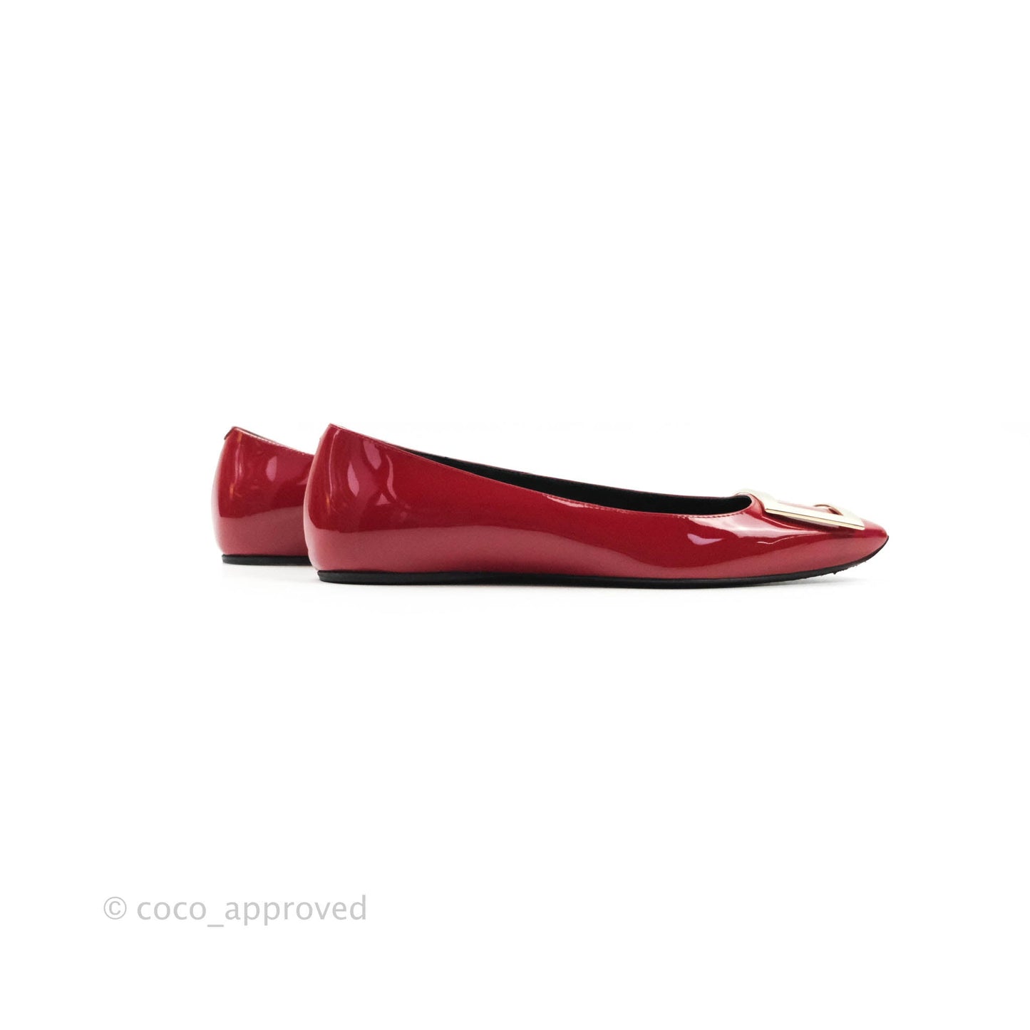Roger Vivier Ballerina Patent Ballet Flats In Red Gold Hardware