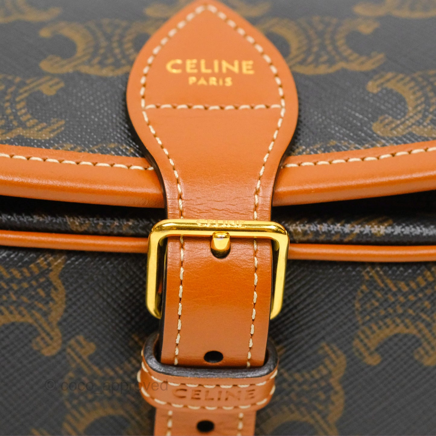 Celine Medium Folco Bag Triomphe Canvas Tan