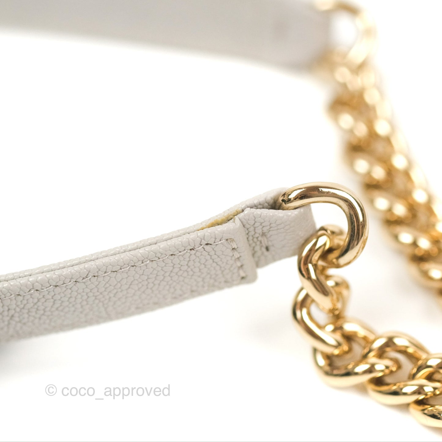 Chanel Quilted Boy Wallet on Chain WOC Light Grey Caviar Gold Hardware
