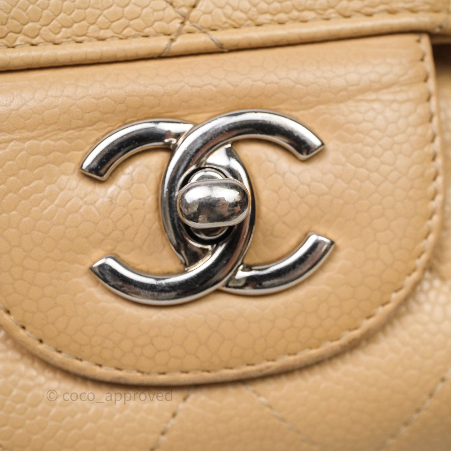 Chanel Jumbo Double Flap Beige Caviar Silver Hardware⁣⁣