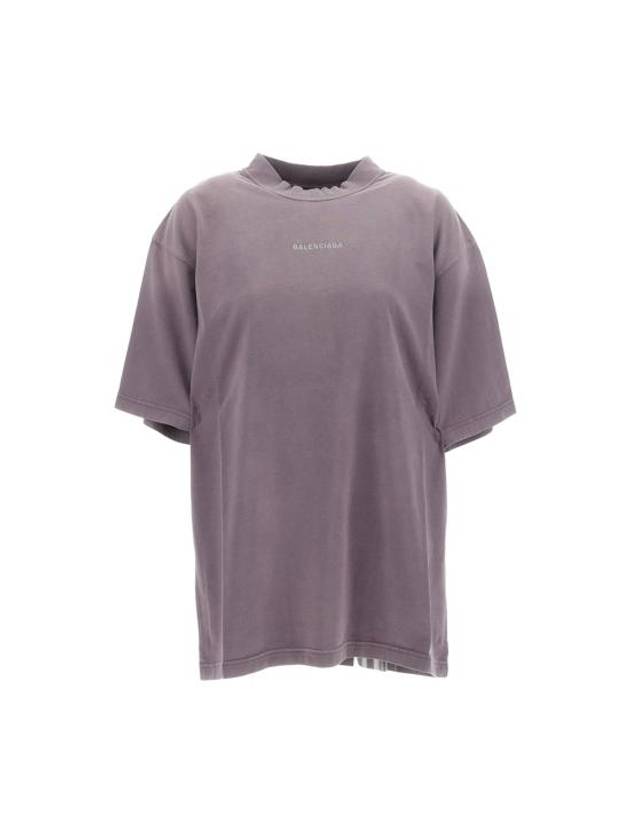Luxury Balenciaga Logo Print Short Sleeve T-Shirt Purple