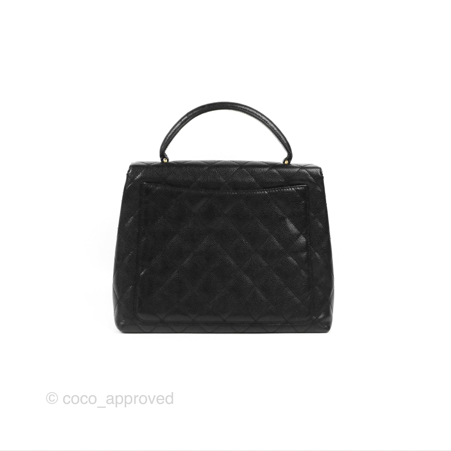 Chanel Vintage Kelly Quilted Flap Black Caviar 24K Gold Hardware