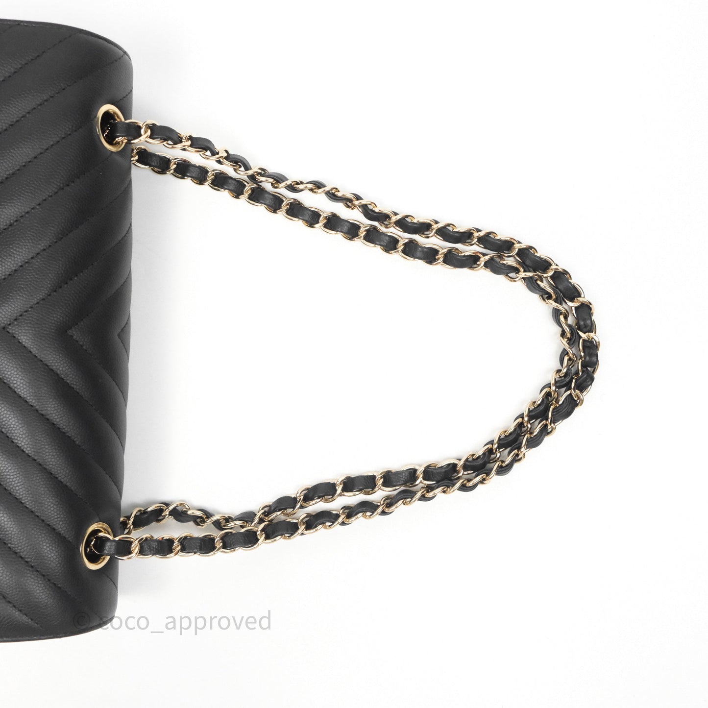 Chanel Classic M/L Medium Flap Chevron Black Caviar Gold Hardware