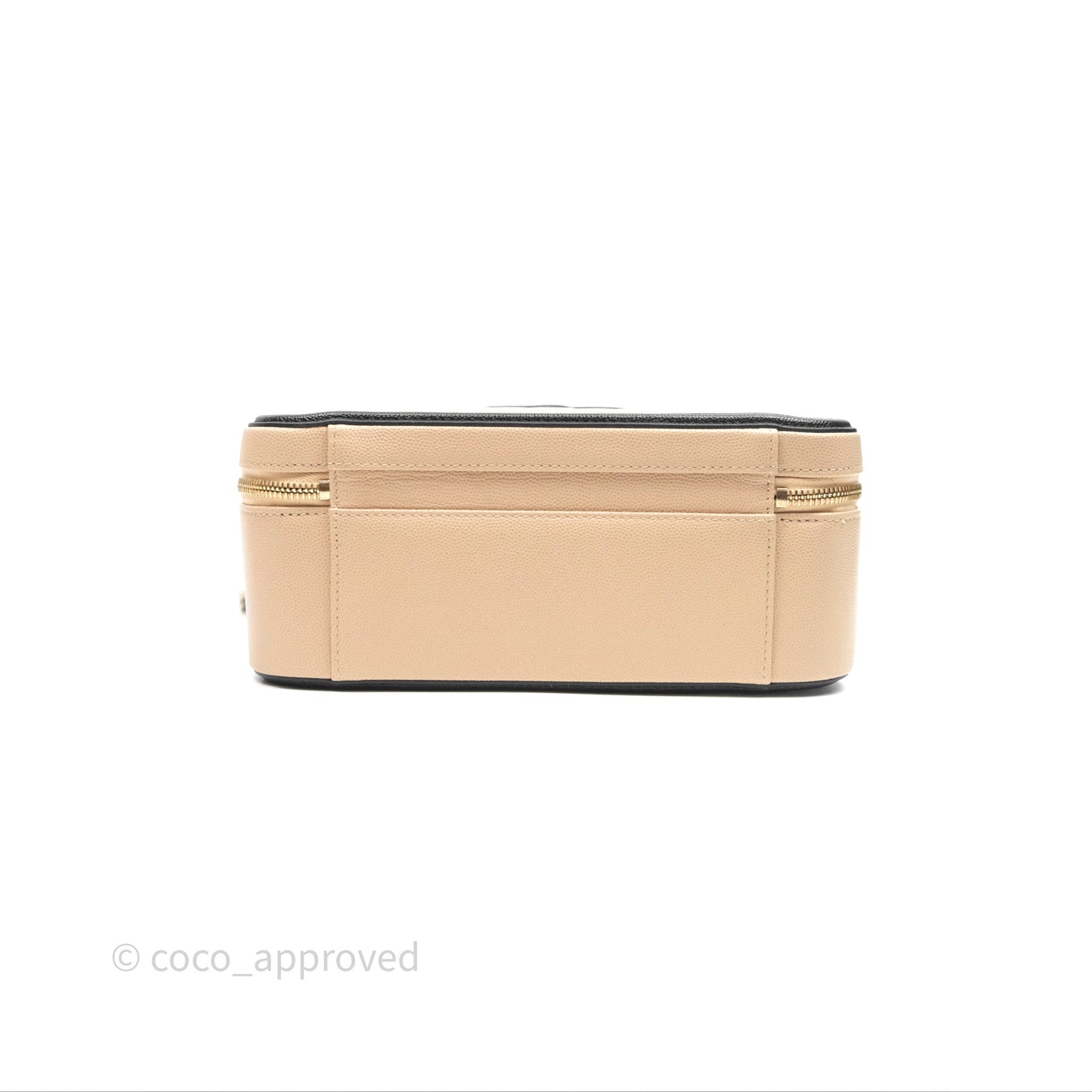 Chanel Quilted Large CC Filigree Vanity Case Beige Black Caviar