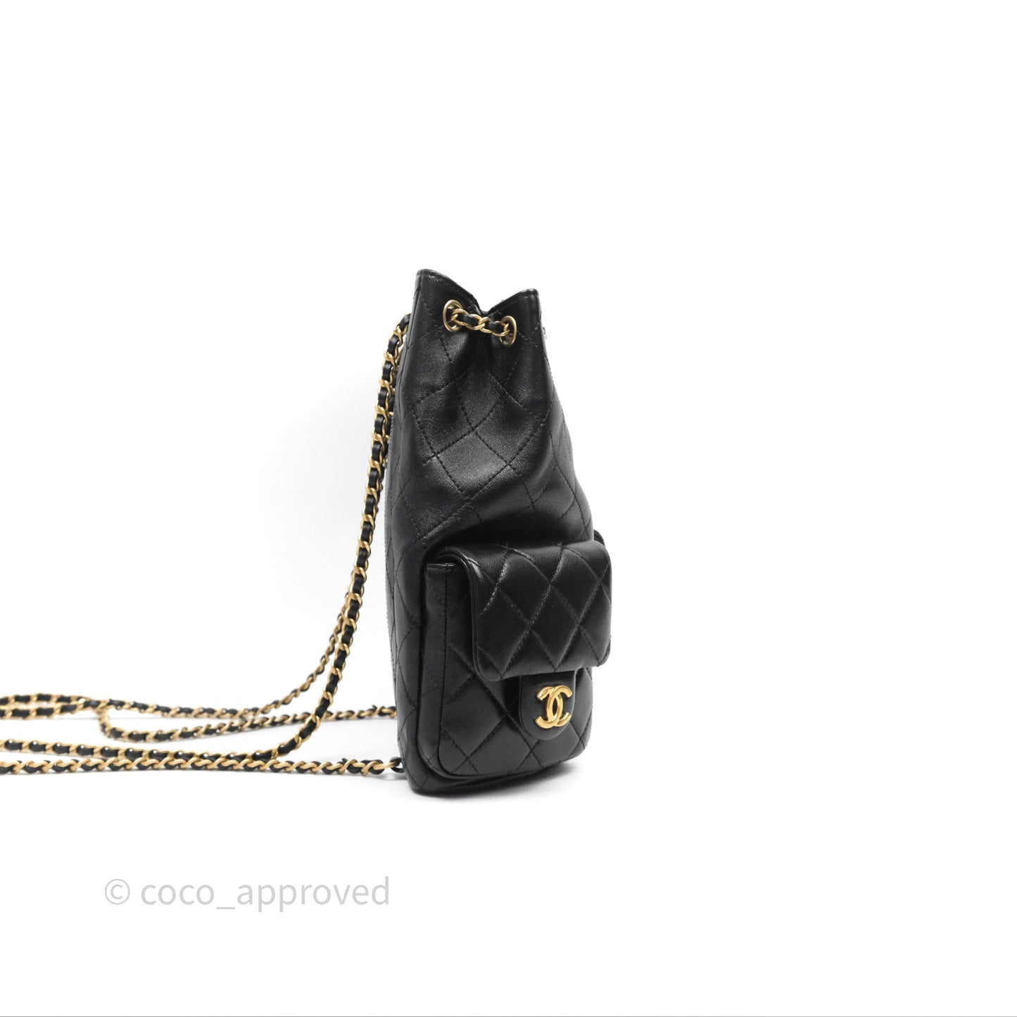 Chanel Double Pocket Black Lambskin Gold Hardware