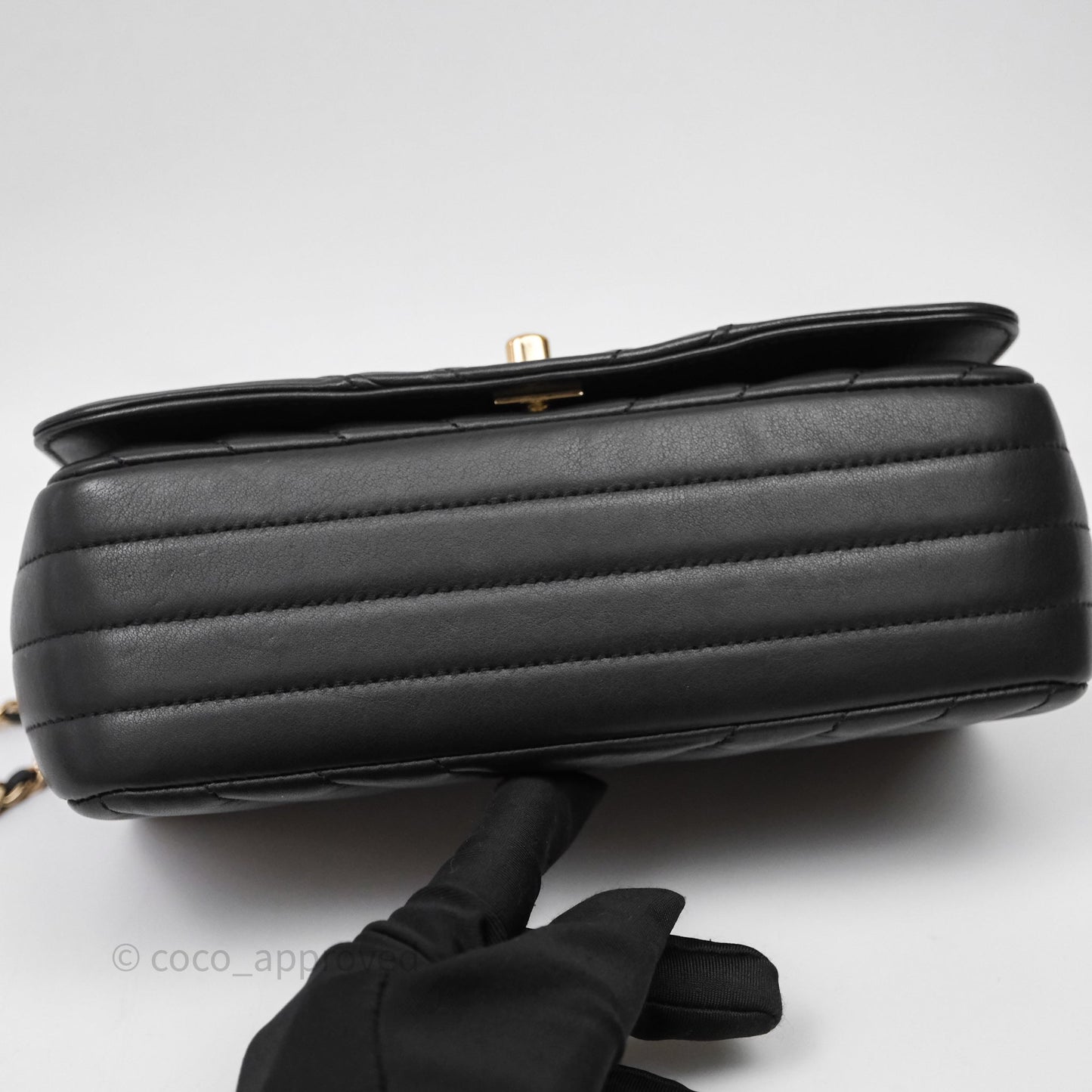 Chanel Small Statement Chevron Flap Bag Black Gold Hardware