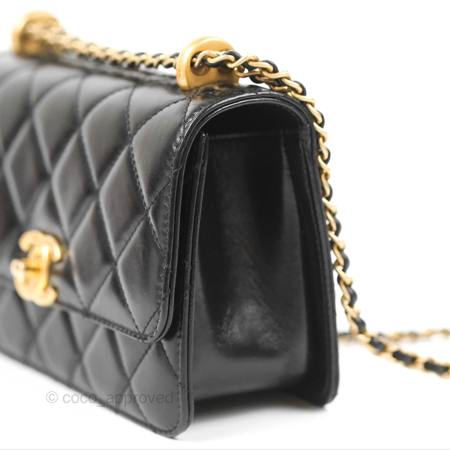 Chanel Quilted Mini Perfect Fit Adjustable Black Calfskin Aged Gold Hardware