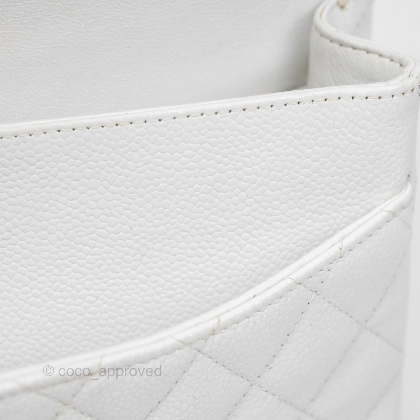 Chanel Classic M/L Medium Double Flap White Caviar Silver Hardware