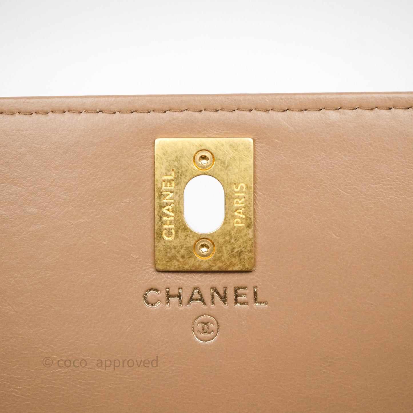 Chanel All Slide Wallet on Chain WOC Adjustable Chain Quilted Beige Lambskin
