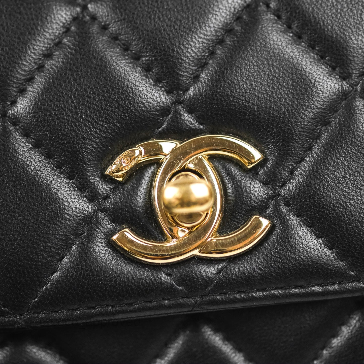 Chanel Mini Quilted Trendy CC Clutch With Chain Black Lambskin Gold Hardware