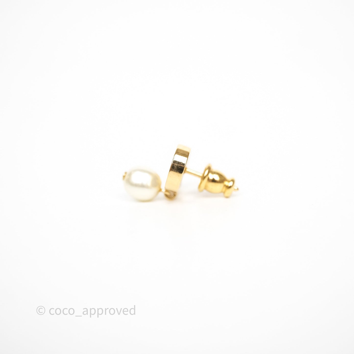 Christian Dior Petit CD Pearl Earrings Gold Tone