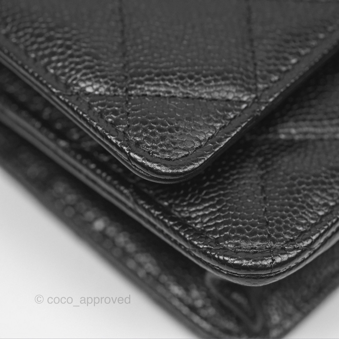 Chanel Top Handle Wallet On Chain WOC Black Caviar Gold Hardware 22S