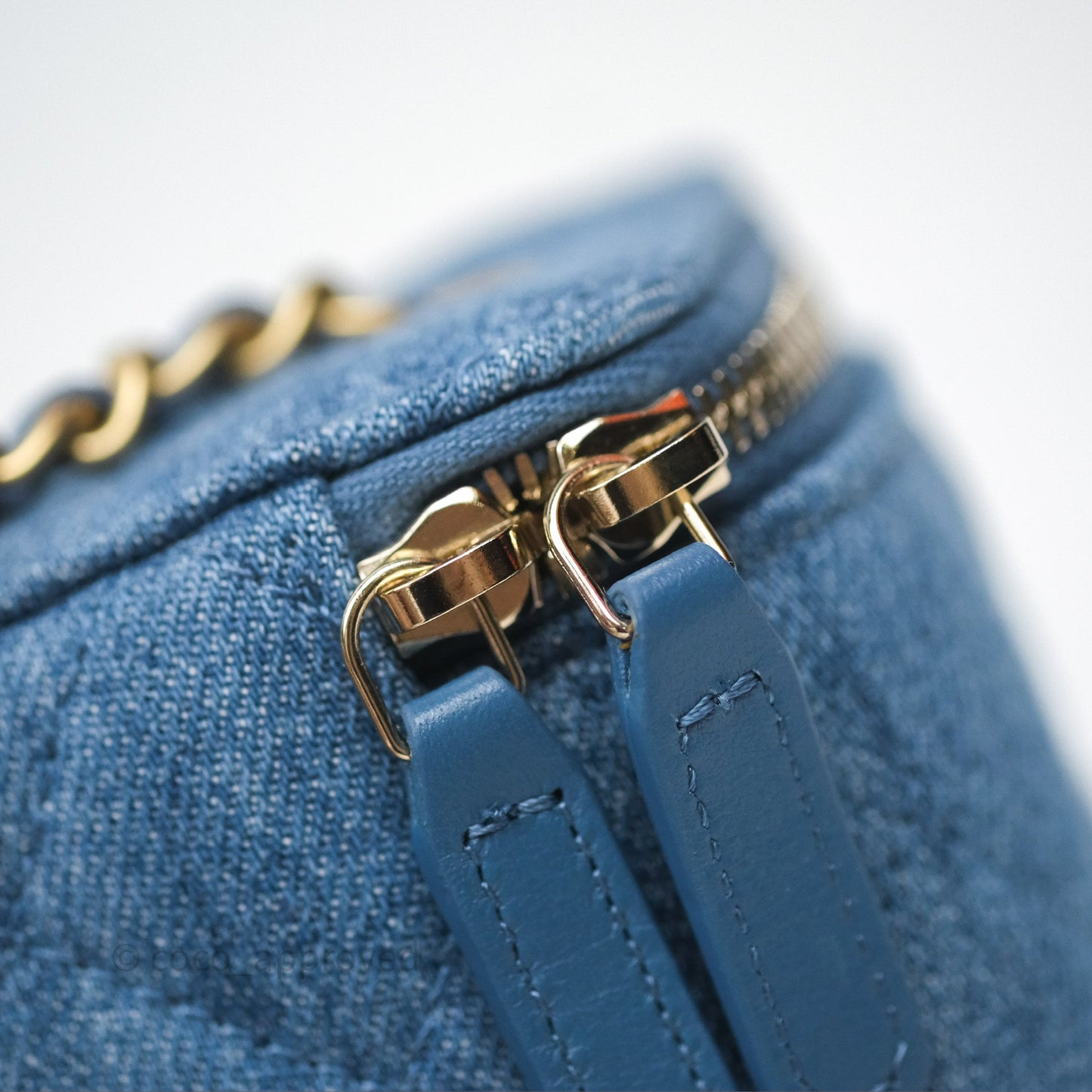 Chanel Mini Pearl Crush Vanity With Chain Denim Aged Gold Hardware