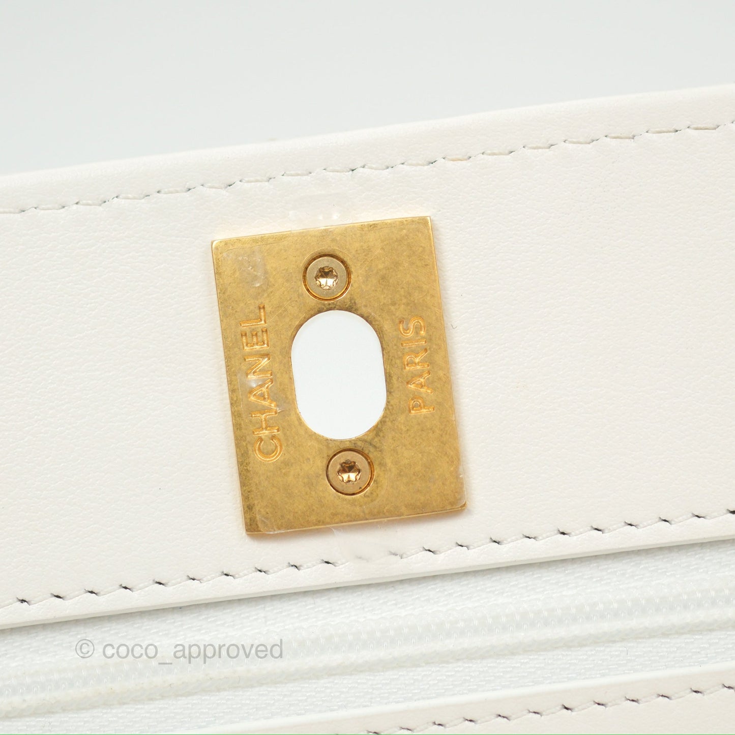 Chanel Wallet On Chain WOC Adjustable CC Chain Iridescent White Caviar Aged Gold Hardware