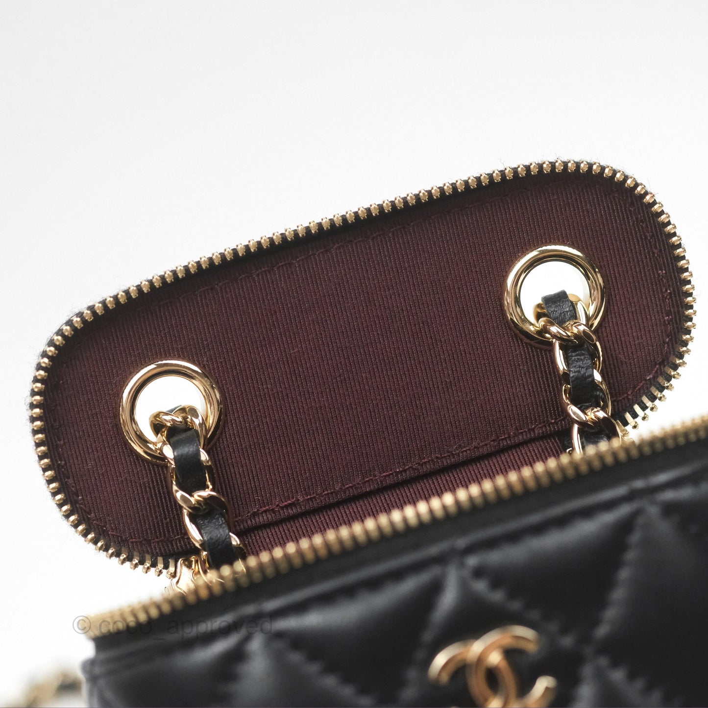 Chanel Classic Mini Vanity With Chain Black Lambskin Gold Hardware