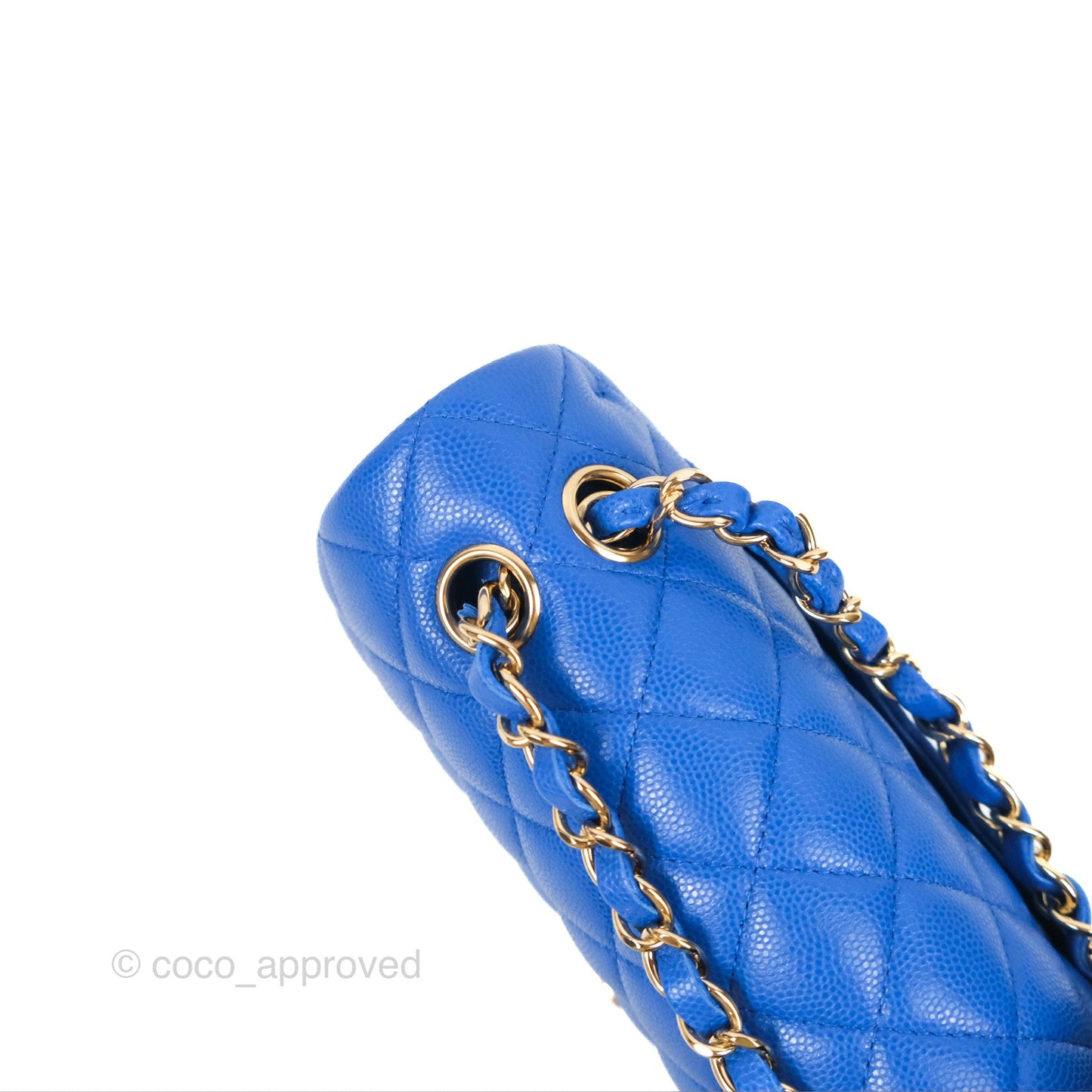 Chanel Small Classic Quilted Flap Blue Caviar Gold Hardware
