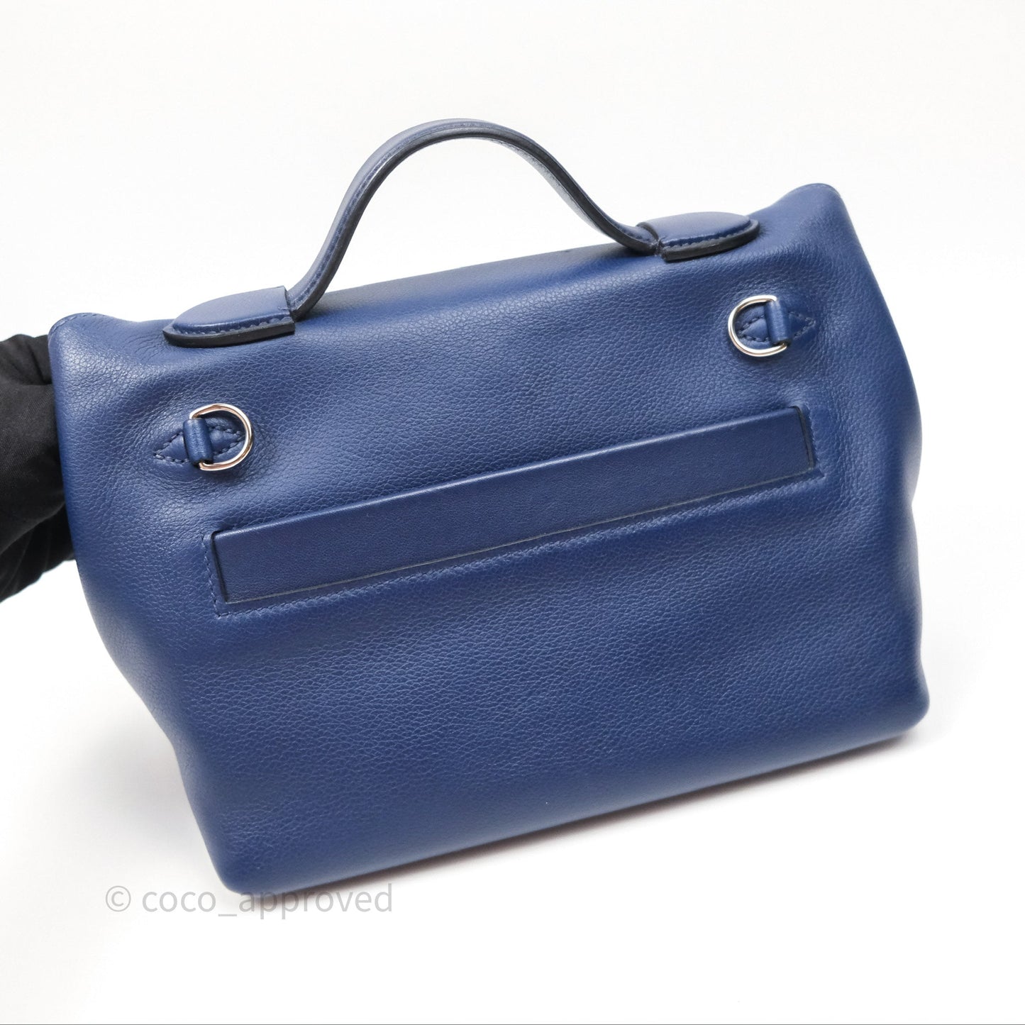 Hermès 24/24 21 Mini Bleu Saphir 73/ Bleu Indigo 76/ Bleu France 71 Evercolor/ Swift Palladium Hardware
