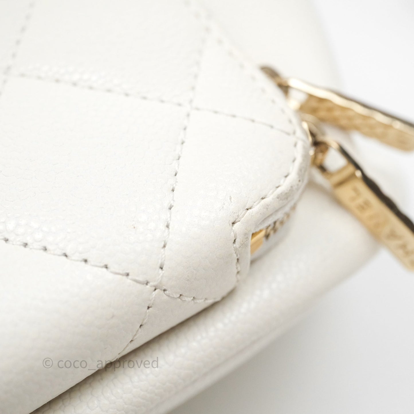 Chanel Quilted Business Affinity Backpack Ivory White Caviar Gold Hardware