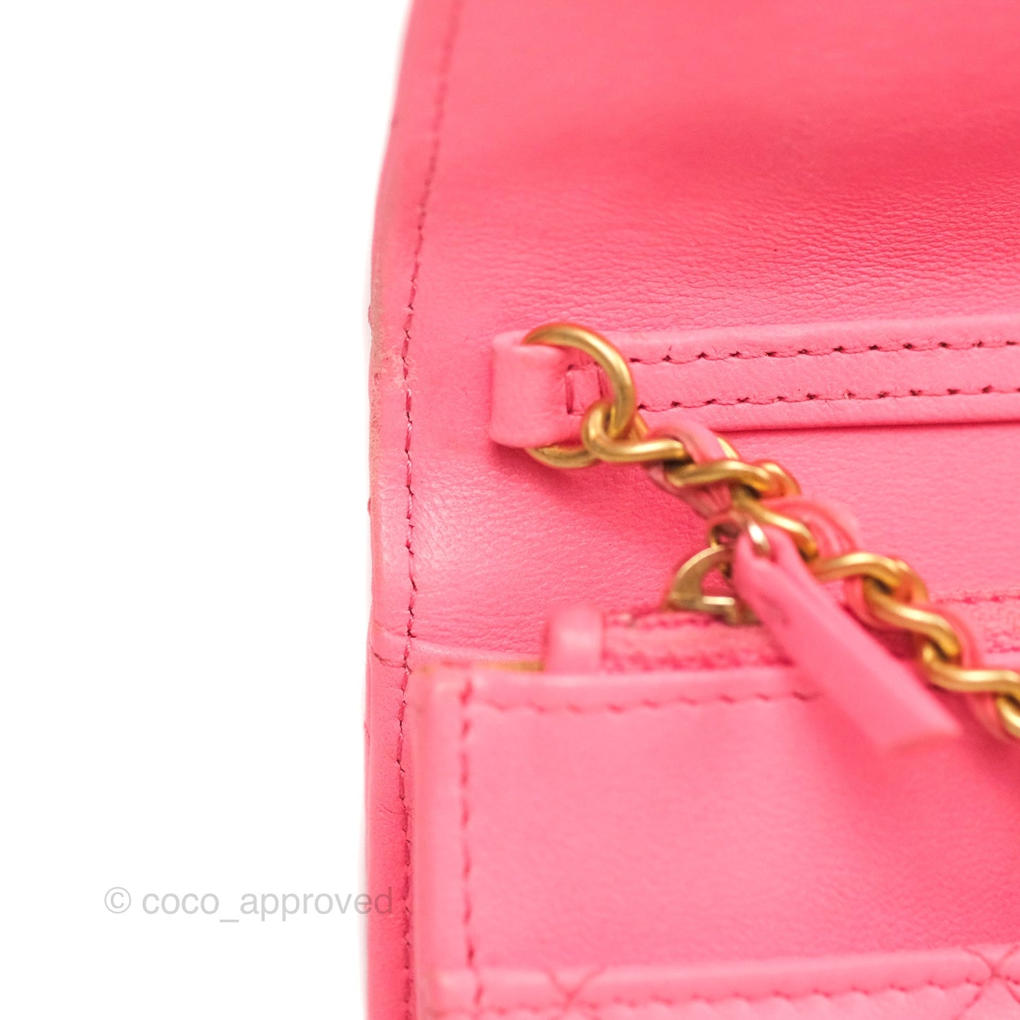 Chanel Quilted Pearl Crush Wallet on Chain WOC Pink Lambskin Aged Gold Hardware