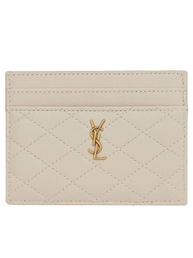 Luxury Saint Laurent Monogram Gabi Gold Hardware Logo Quilting Card Wallet Vintage White