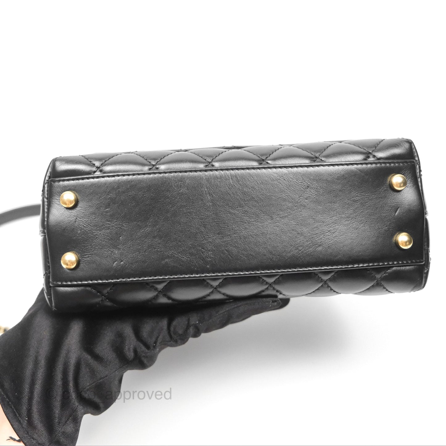Chanel Small Coco Handle Quilted Black Calfskin Aged Gold Hardware