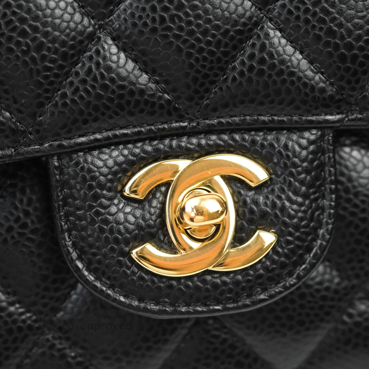 Chanel Quilted M/L Medium Double Flap Black Caviar Gold Hardware
