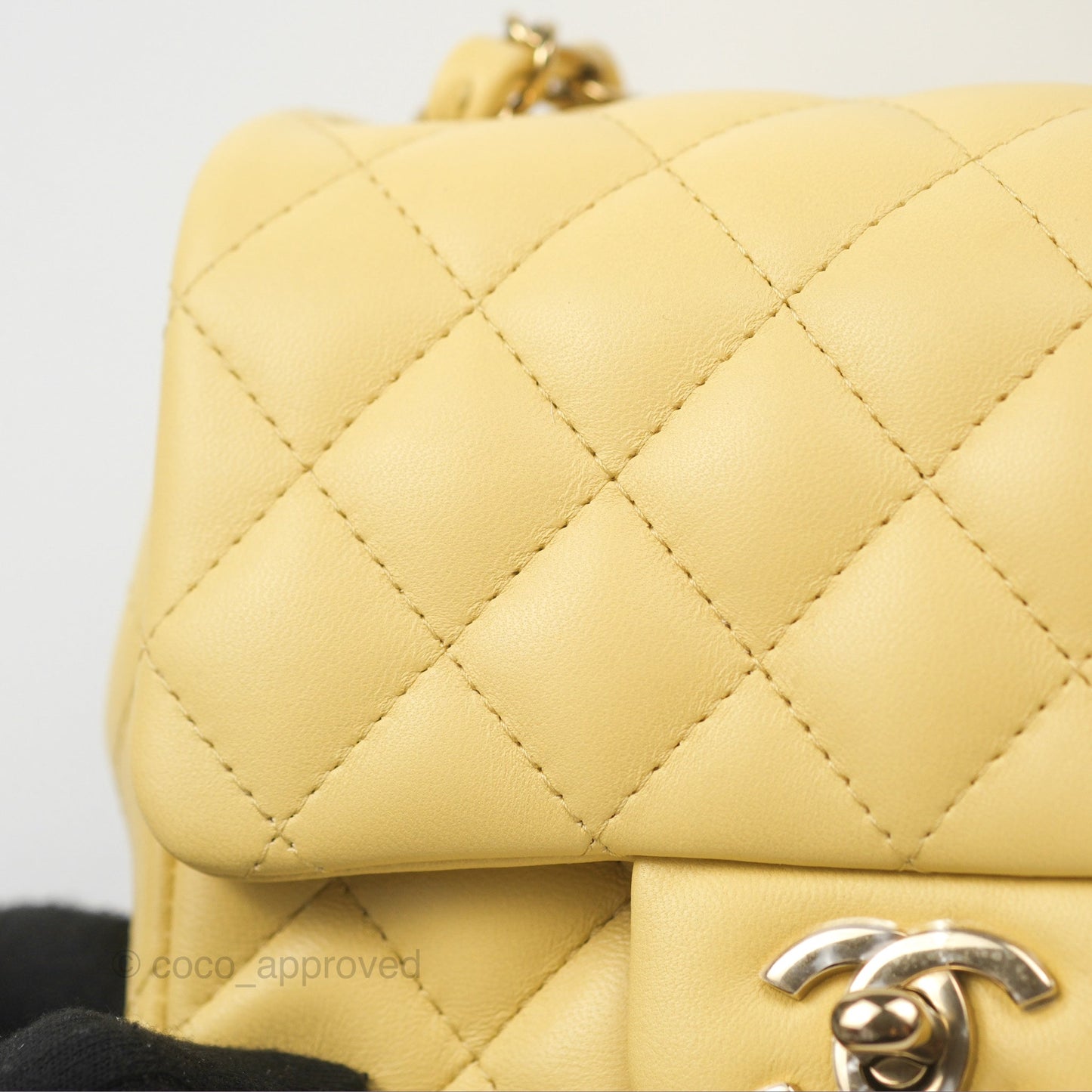 Chanel Quilted Mini Square Yellow Lambskin Gold Hardware