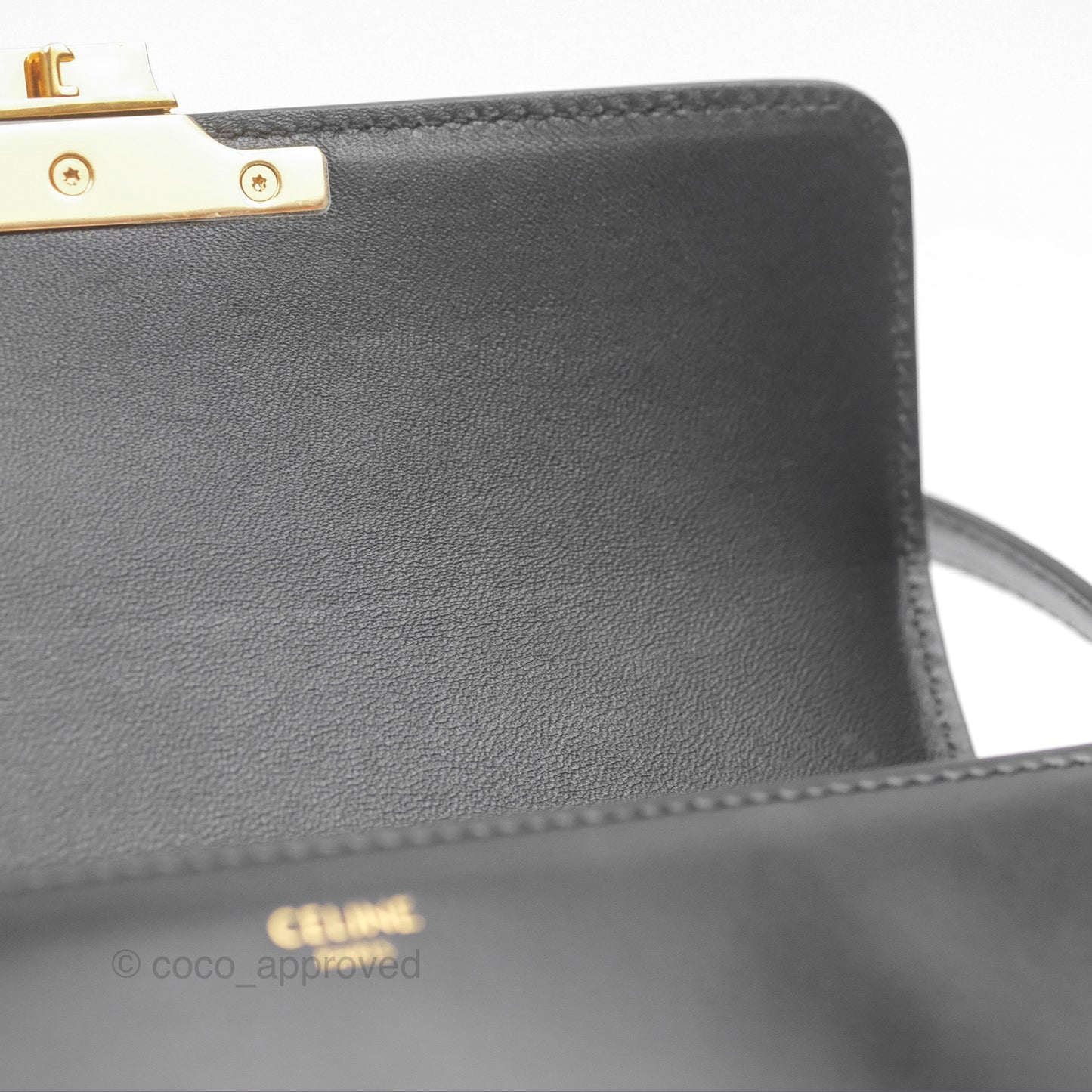 Celine Triomphe Shoulder Bag Black Calfskin